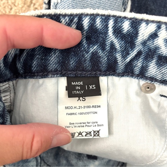 NEW Retrofete Irene Denim Mini Skirt Patchwork Blue Acid Wash Asymmetric Hem XS - Picture 8 of 8